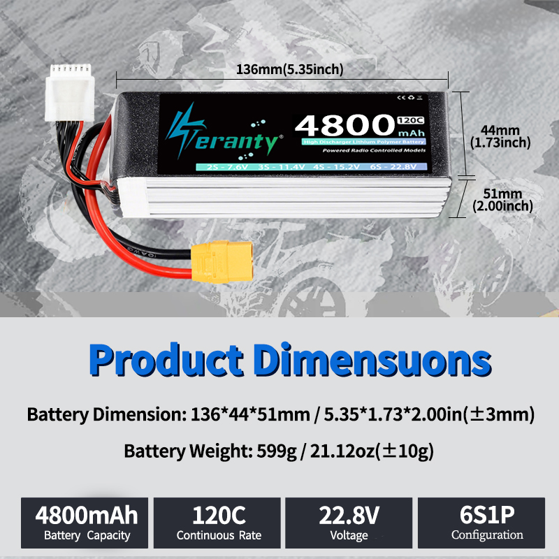 TERANTY 6S 4800mAh Lipo Batter - Drone Rc Link 评论和价格