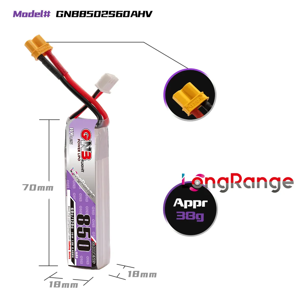 GAONENG GNB LiPo Battery 850mA - Drone Rc Link 评论和价格