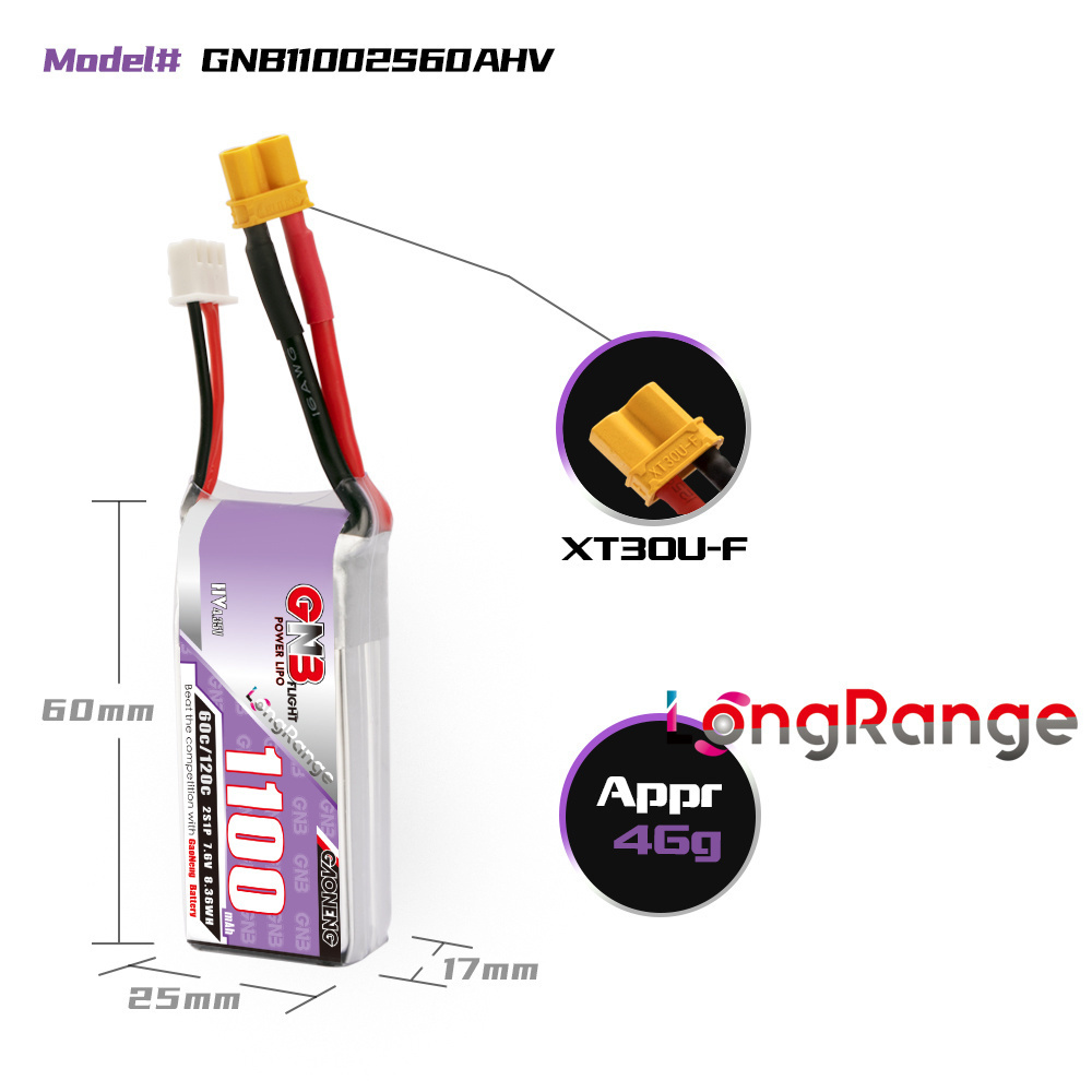 GNB 1100mAh 2S 3S 4S 6S 60C/12 - Drone Rc Link 评论和价格