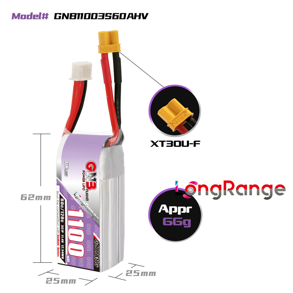 GNB 1100mAh 2S 3S 4S 6S 60C/12 - Drone Rc Link 评论和价格